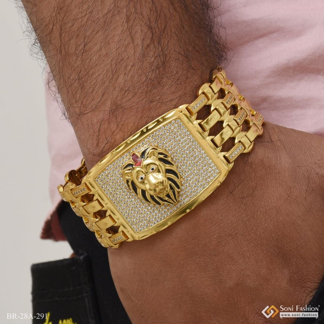 Steampunk Skull Lion Dragon Head Bracelet For Men Luxury 18K Gold Plated  Stainless Steel Men's Hand